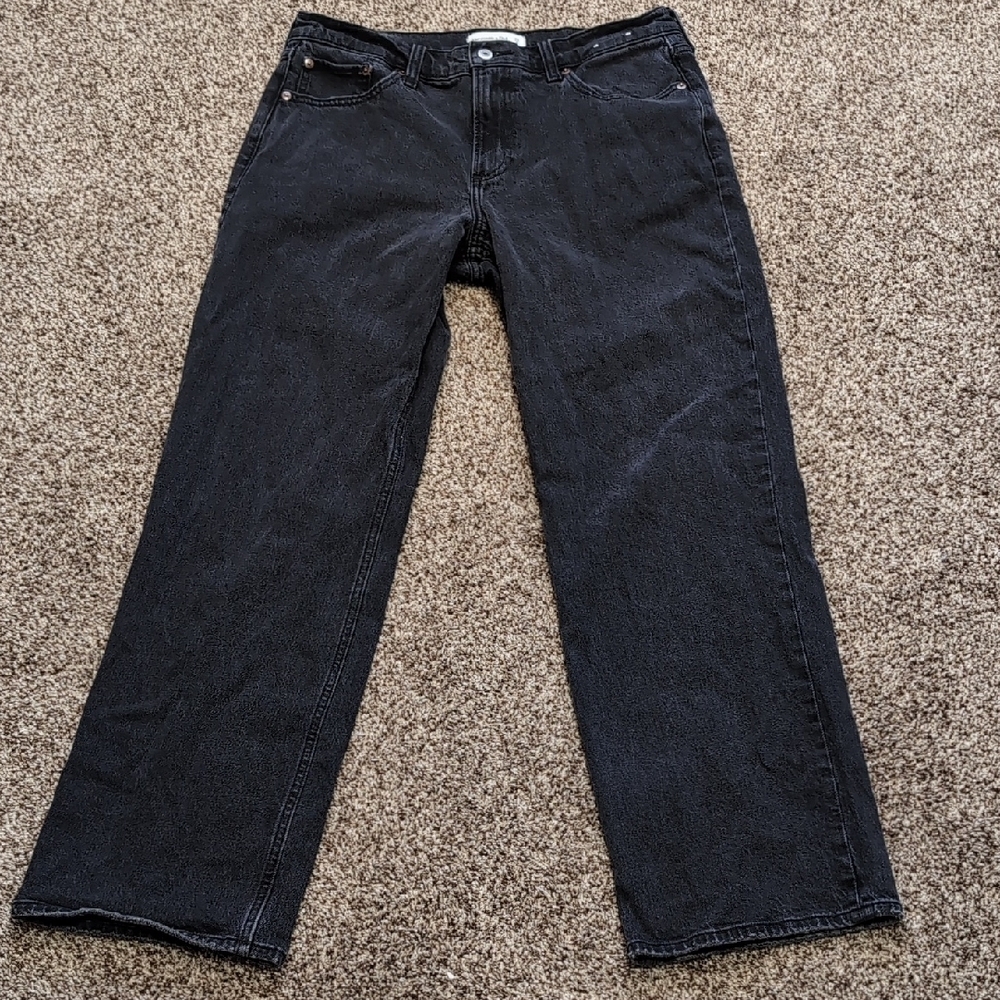 Abercrombie And Fitch The Baggy Low Rise Black Denim Jeans Women's Size 29